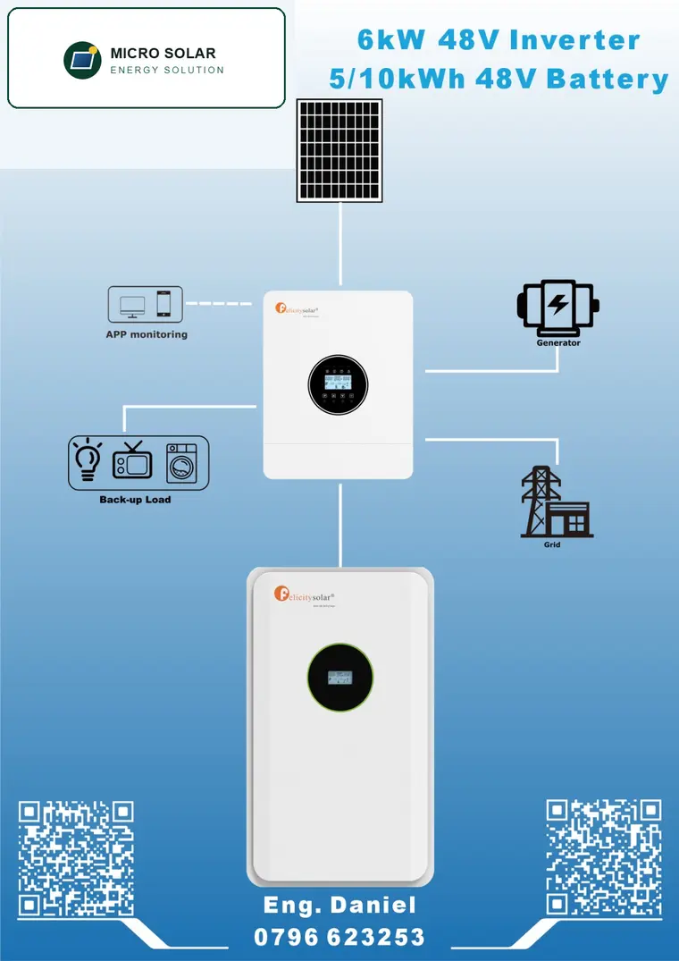 6 kilowatt inverter and battery system