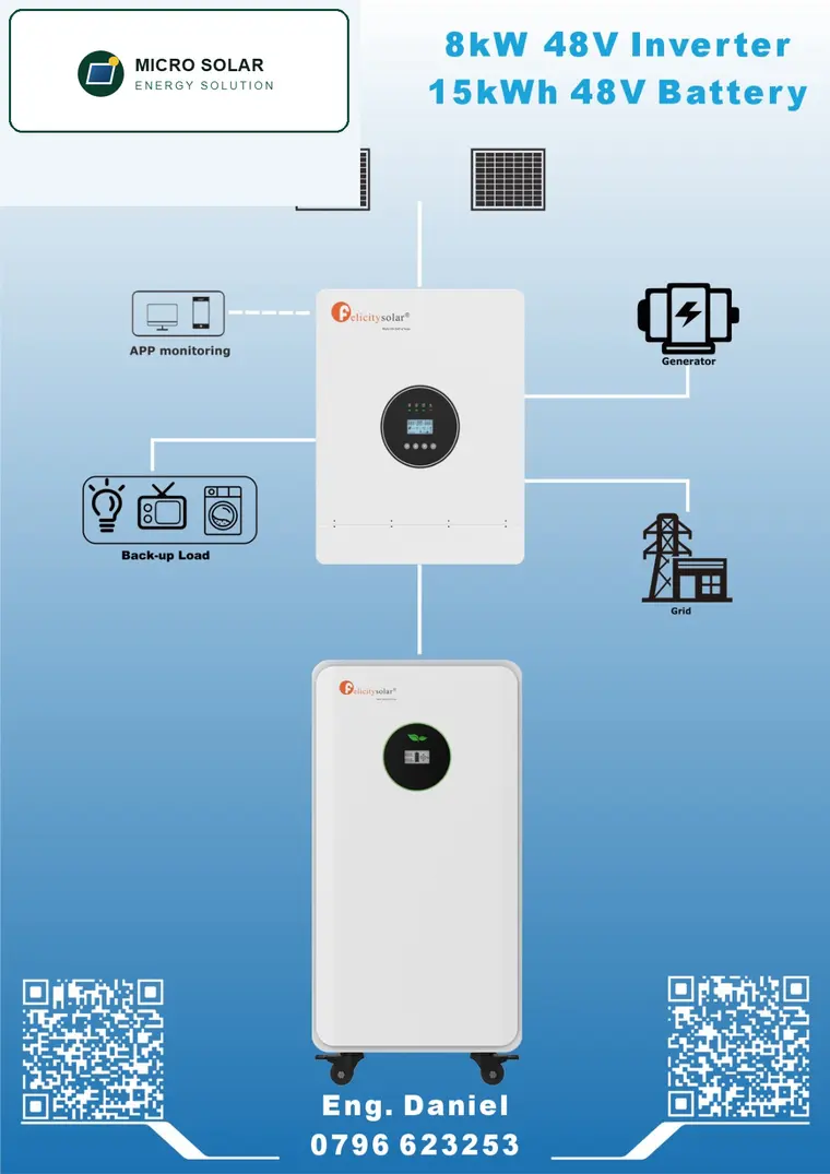 8 kilowatt inverter and battery system